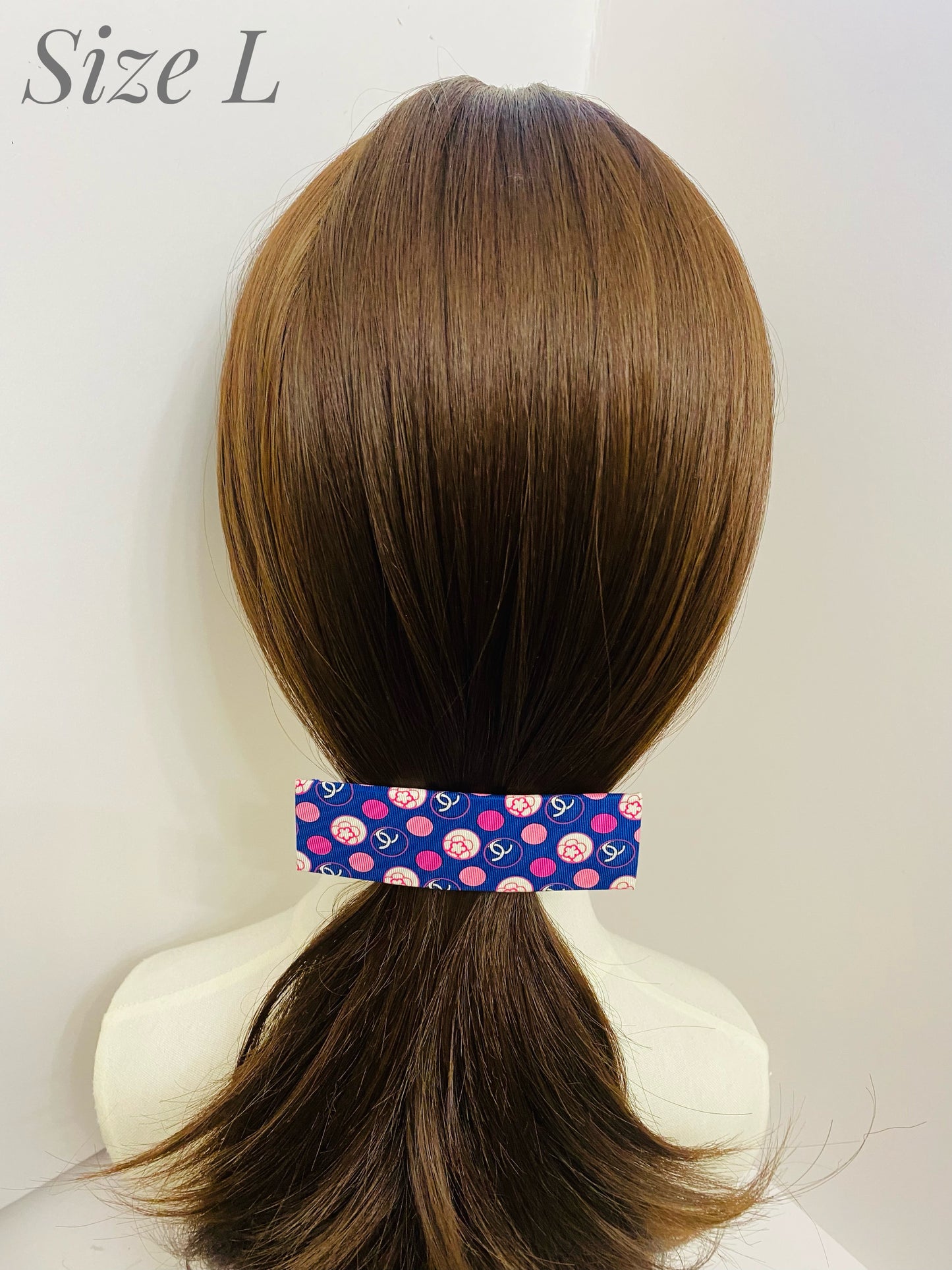 CC-Royal Blue & Pink Camellias- CC032- Flat Clip/ Hairband
