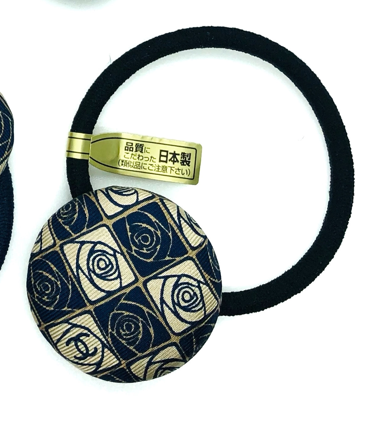 CC- Navy & Gold Camellias- CC040- Hairband