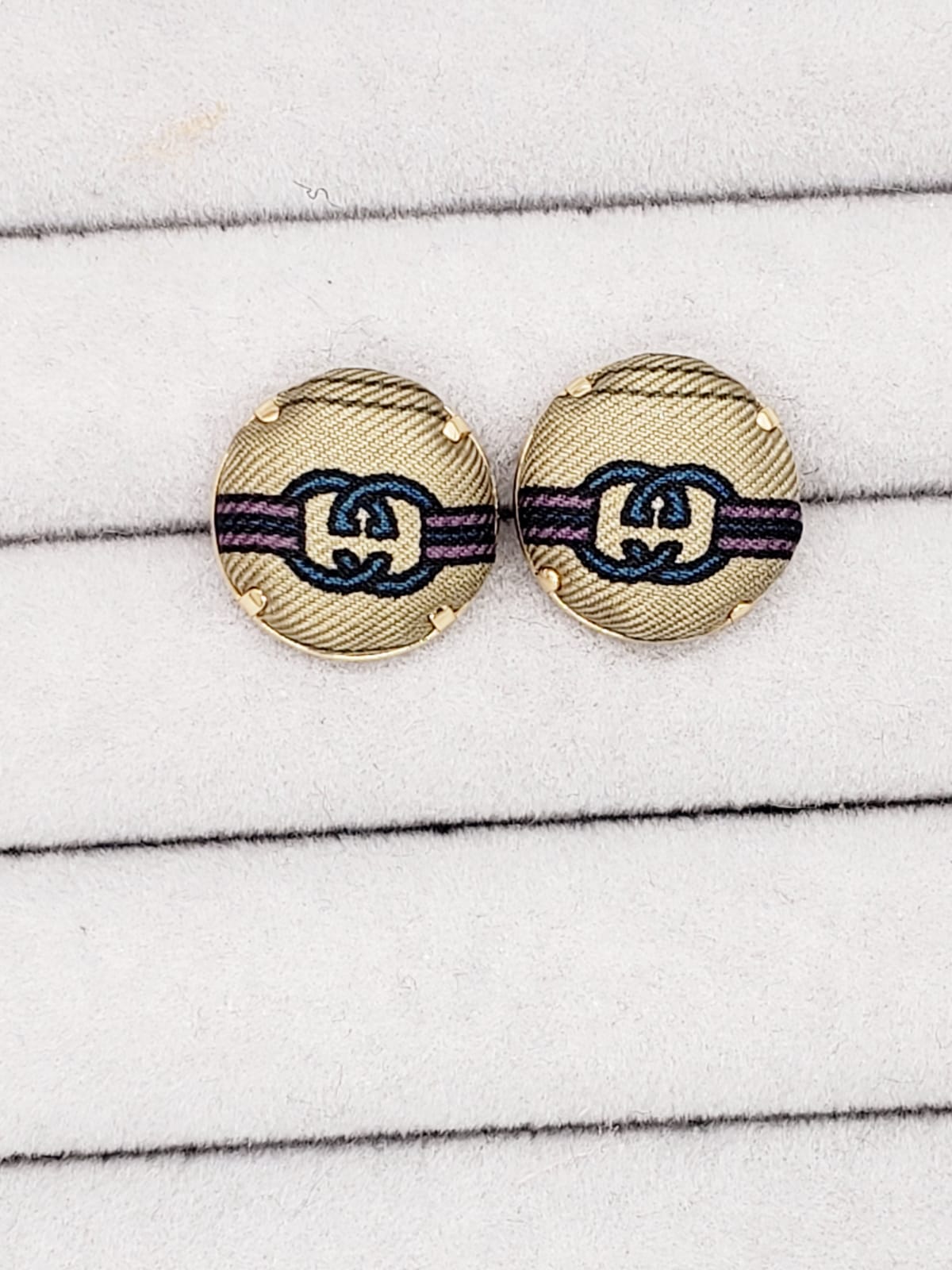 GG-Stone colour +navy & purple monogram- GG002- Hairband/ hair grips/ earring