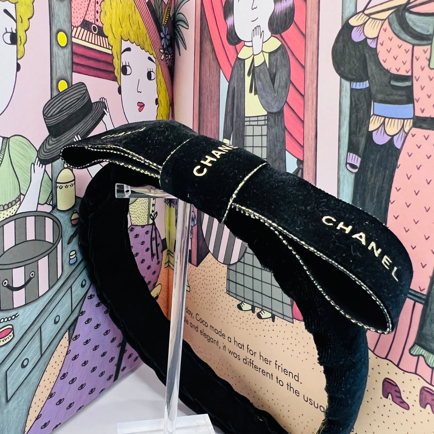 CC-ribbon black & gold valet headband