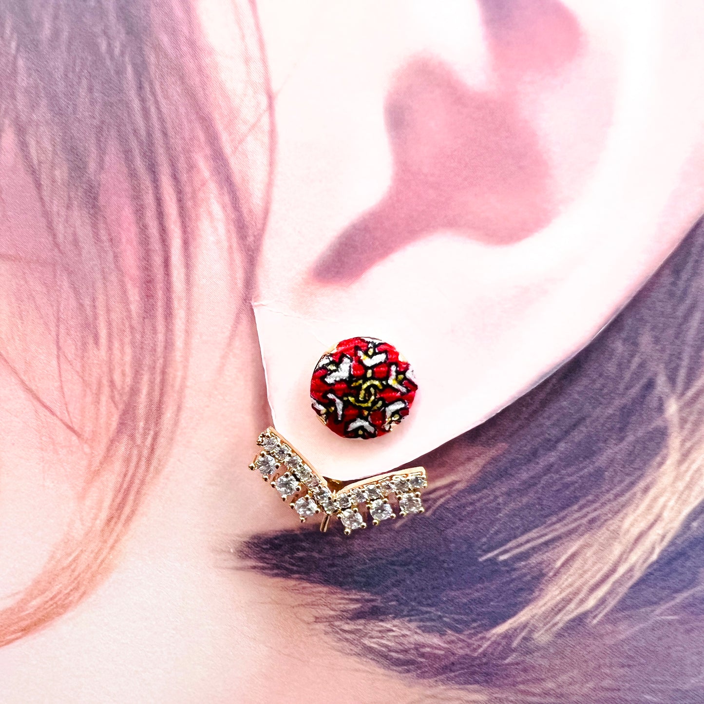 CC- christmas red & snowflake - CC logo CC083- earring