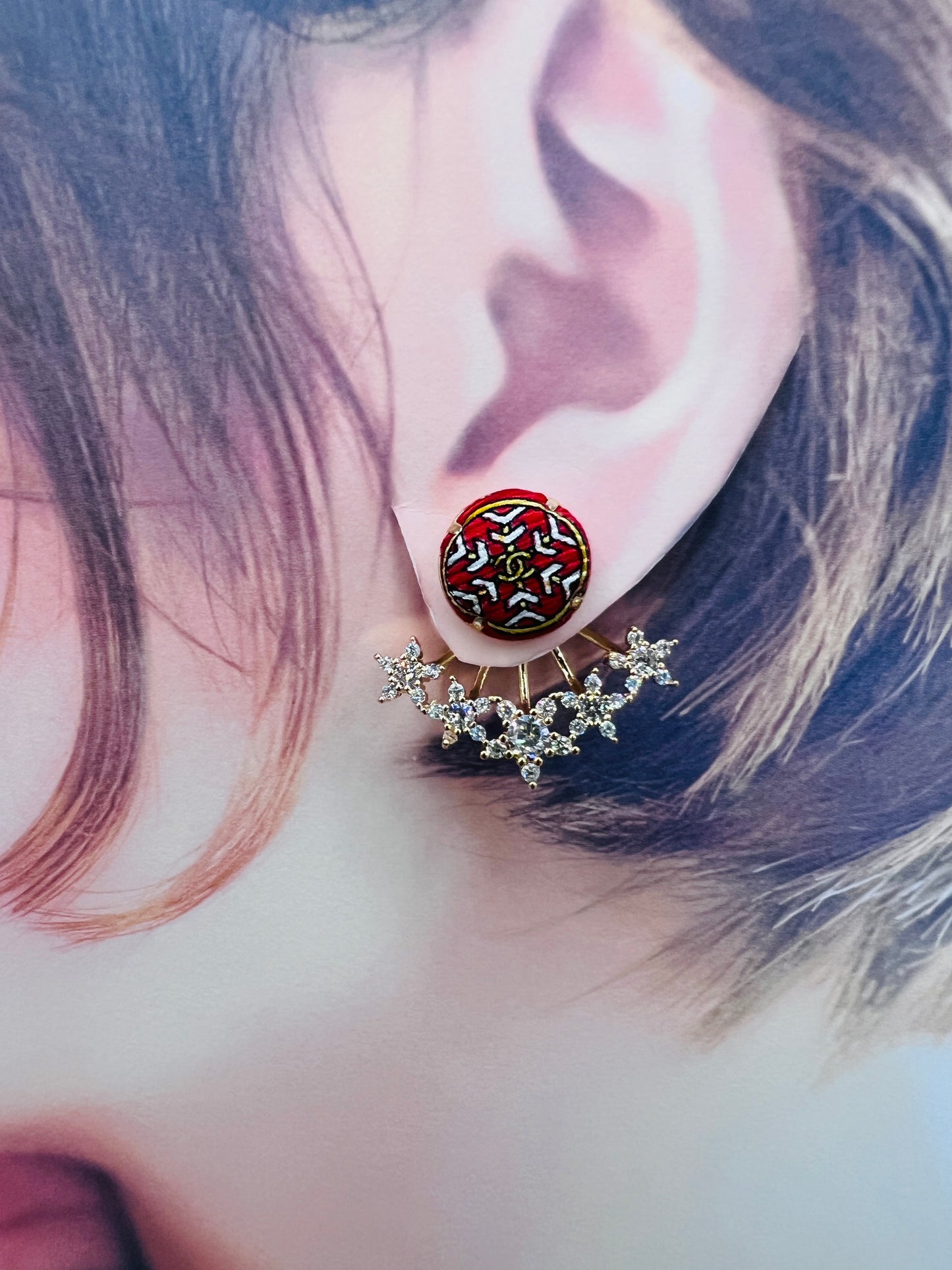 CC- christmas red & snowflake - CC logo CC083- earring