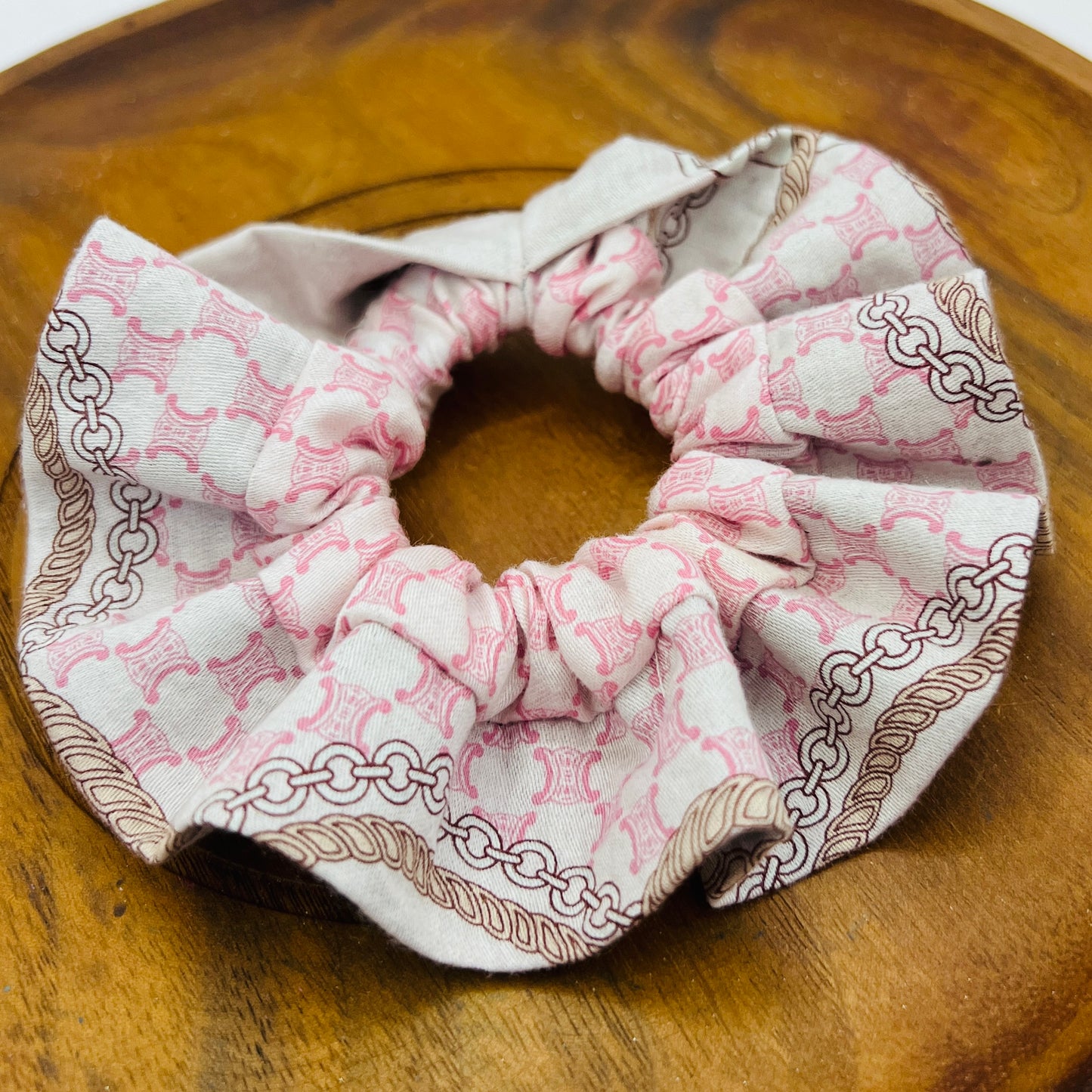 C-C Celine upcycled - scrunchie -pink cotton