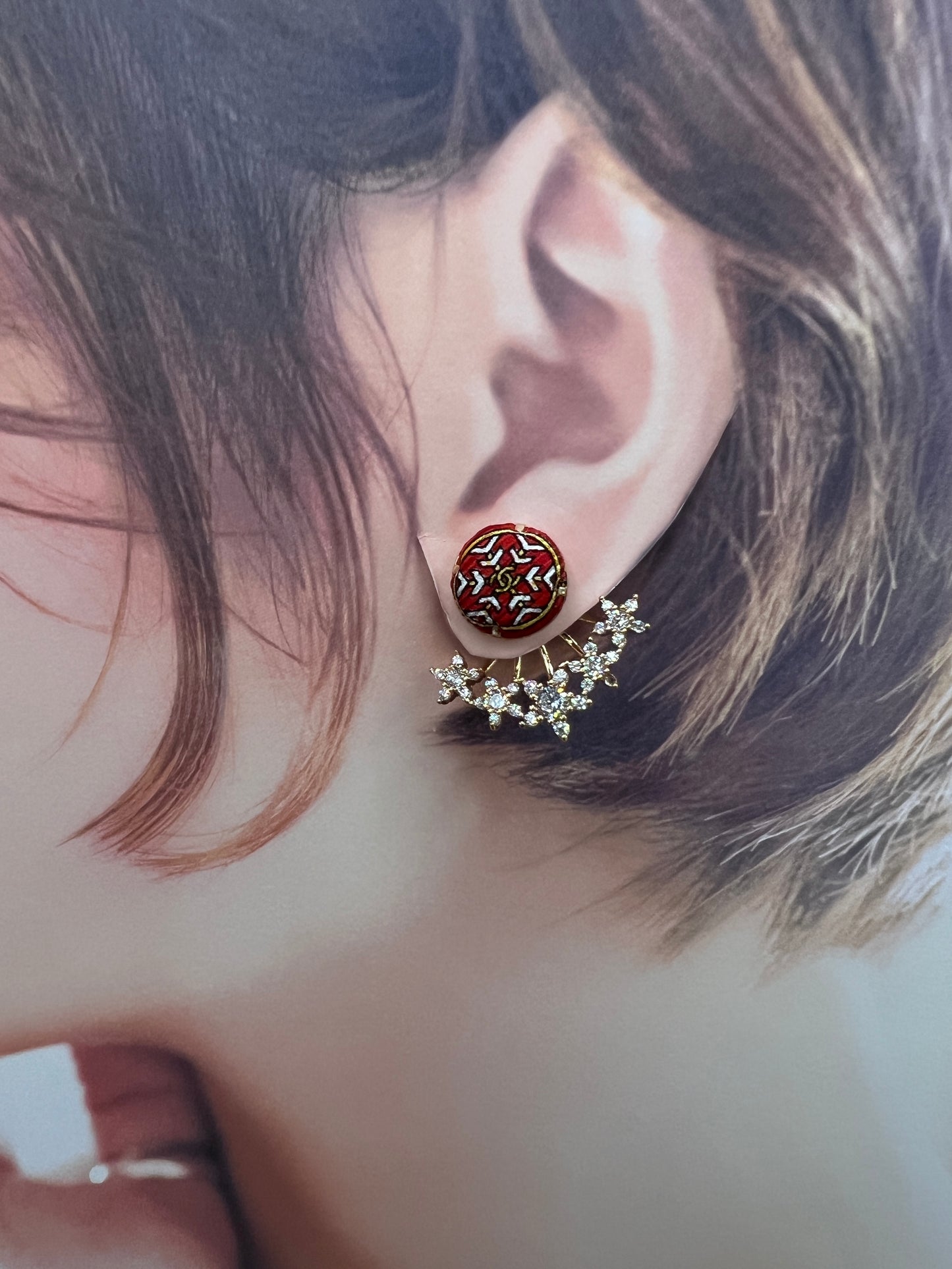 CC- christmas red & snowflake - CC logo CC083- earring