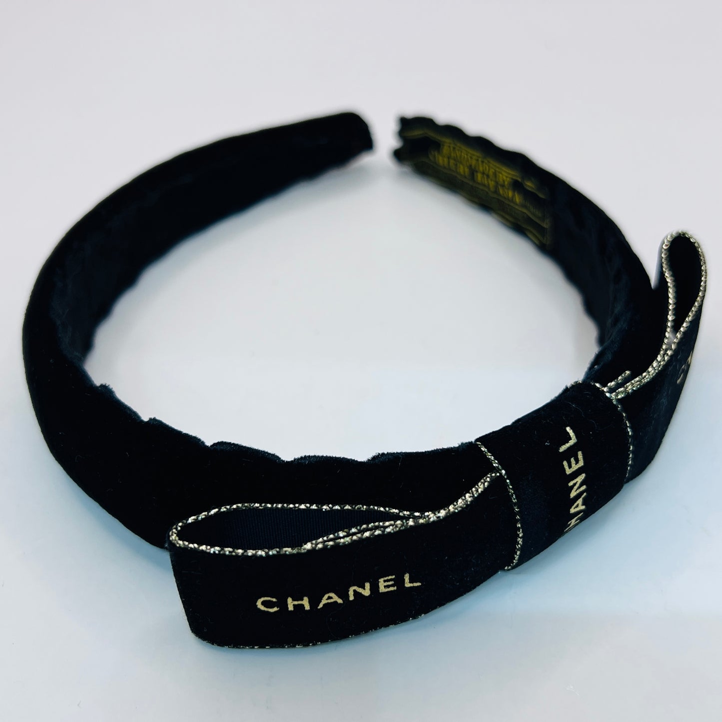 CC-ribbon black & gold valet headband