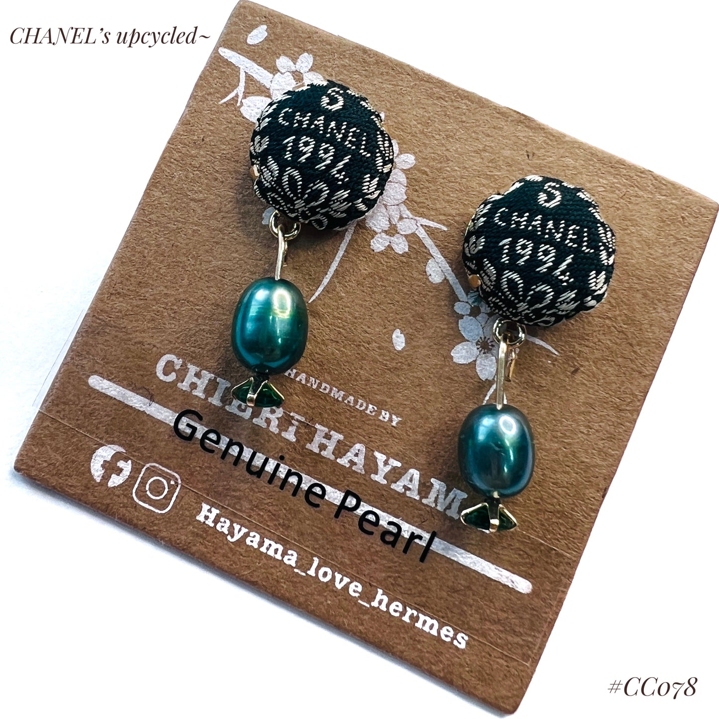 CC- Hunter Green 1994 vintage- CC078- earrings