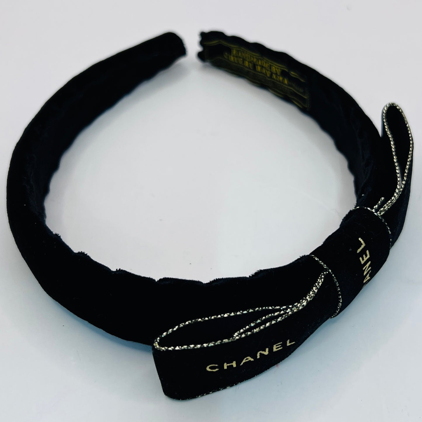 CC-ribbon black & gold valet headband