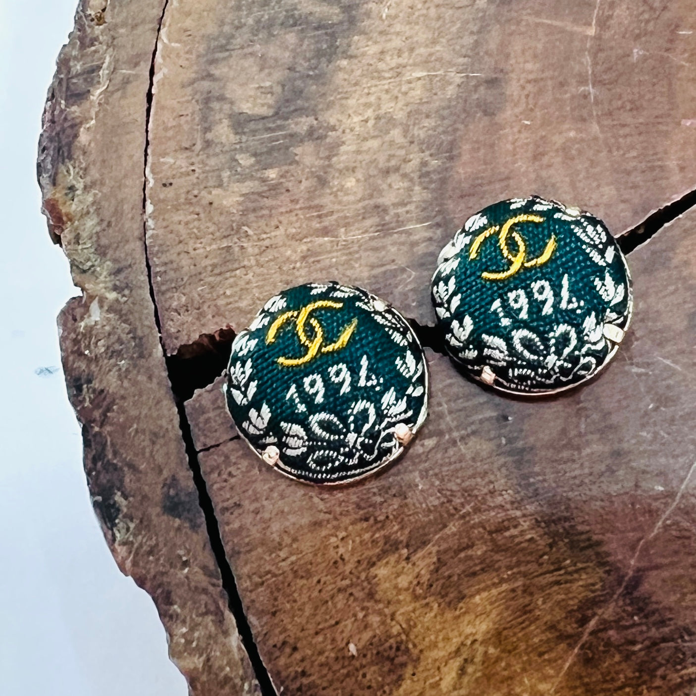 CC- Hunter Green 1994 vintage- CC078- earrings