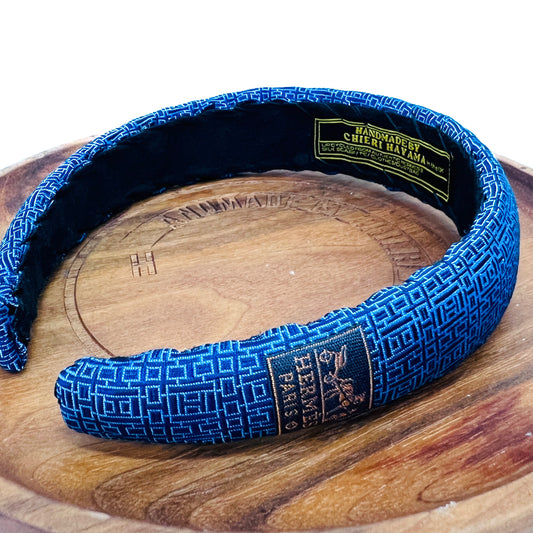 H0099 - H all over pattern in blue - Alice style headband & scrunchie