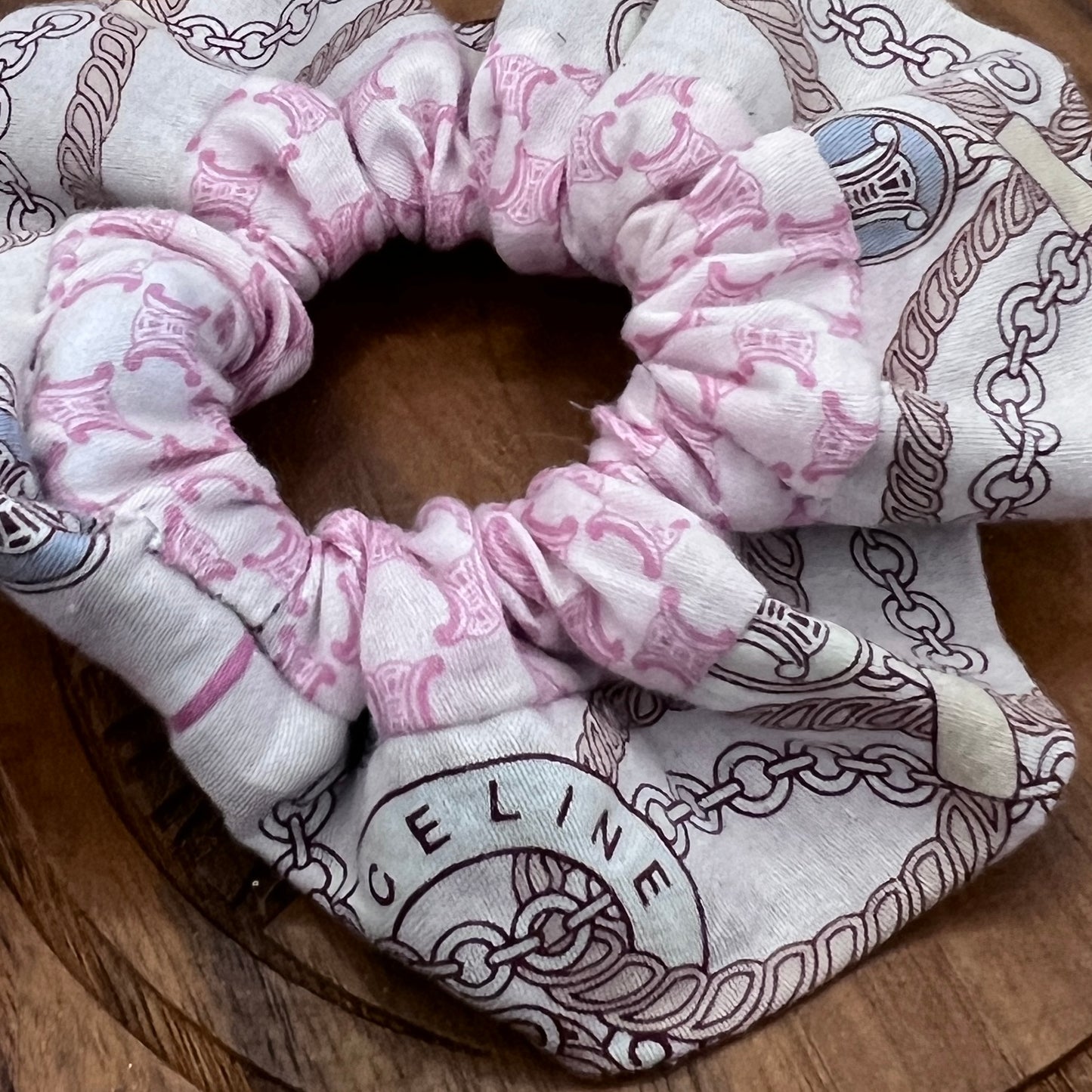 C-C Celine upcycled - scrunchie -pink cotton
