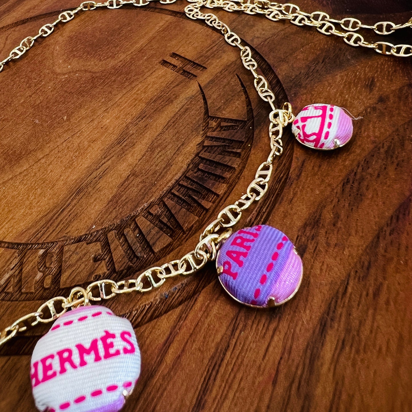 H-H - pink & lavender ribbon - necklace