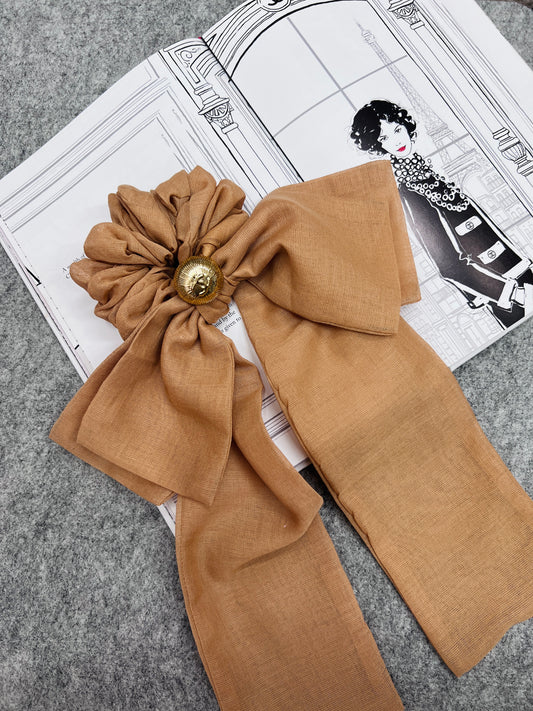 Beige & Gold Chanel’s charm Scrunchie