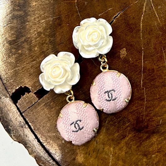 CC- Pink & grey CC logo- CC0284- earrings