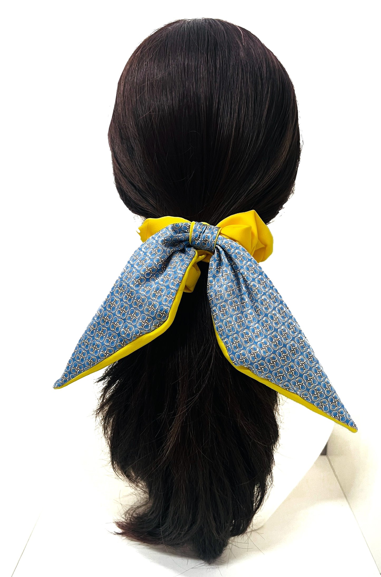 SF- Evening Blue & sunshine yellow SF0009/ Scrunchie with twilly
