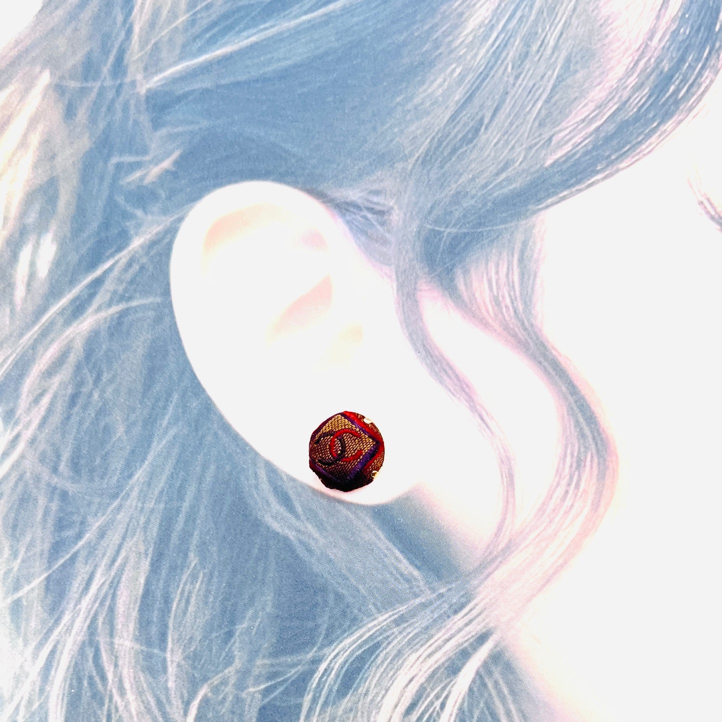 BURGUNDY M&M STUDS earrings — VINTAGE CHANEL, REIMAGINED