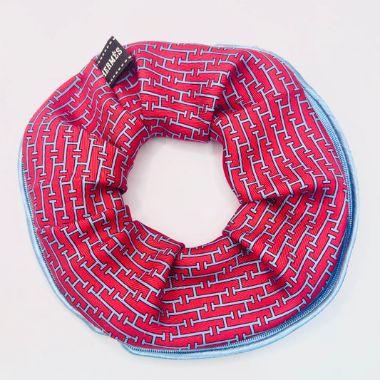 H-H0071 red & niagra blue - Scrunchie