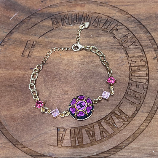 CC - shocking pink with CC logo dots CC088- bracelet