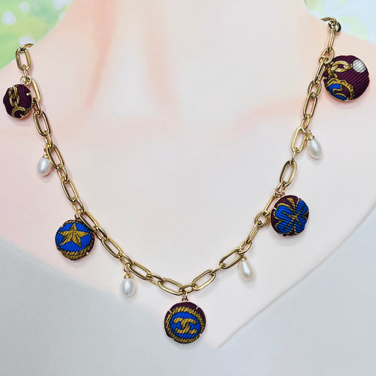 CC- blue & gold with CC logo- CC120 - necklace