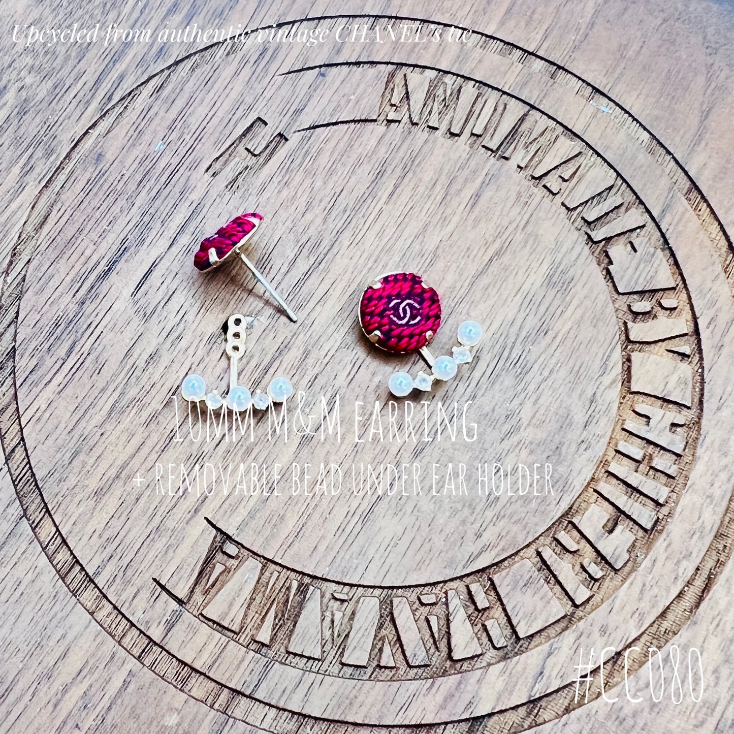 BURGUNDY M&M STUDS earrings — VINTAGE CHANEL, REIMAGINED