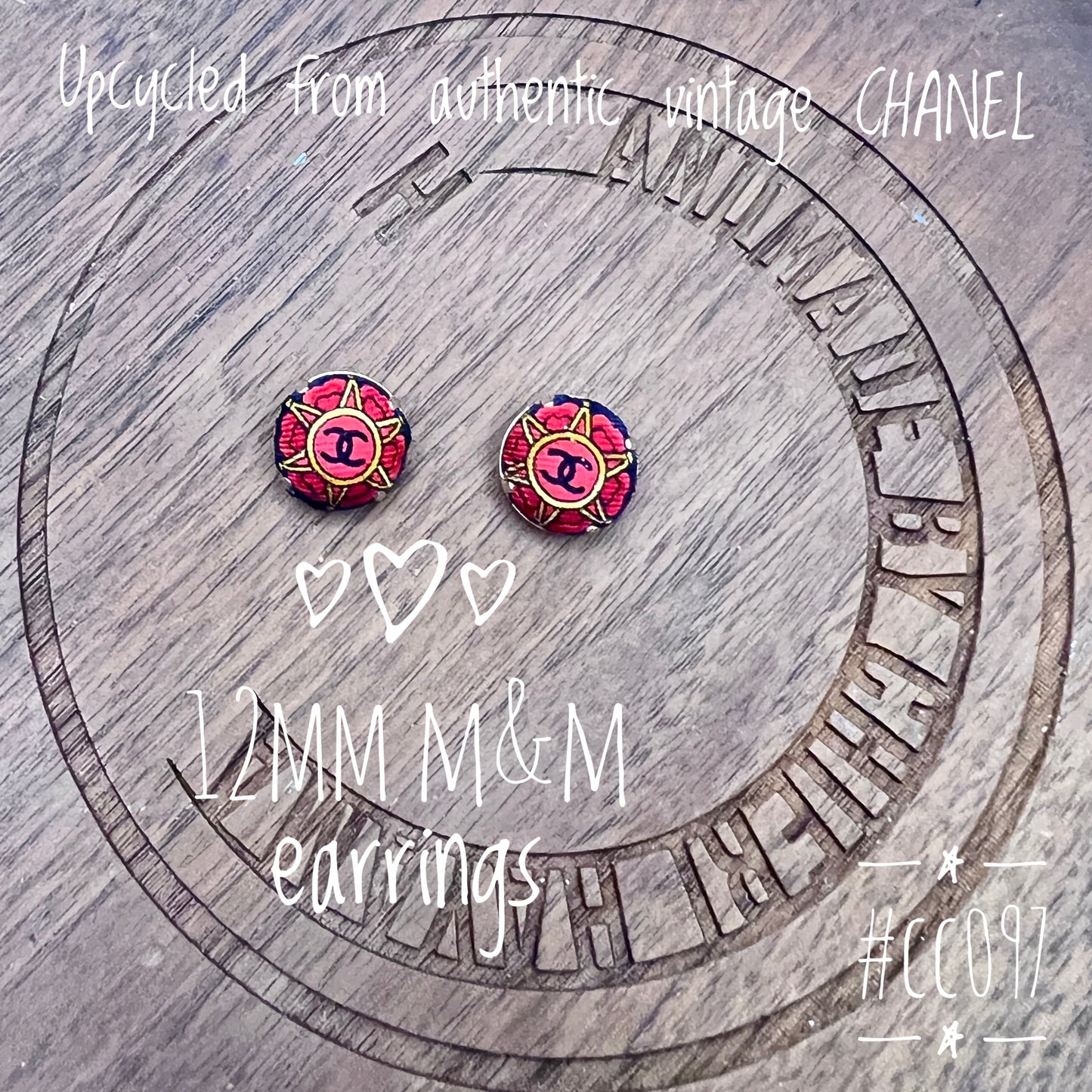 BURGUNDY M&M STUDS earrings — VINTAGE CHANEL, REIMAGINED