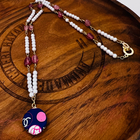 CC- Bubble gum & shocking pink with CC logo CC032- necklace