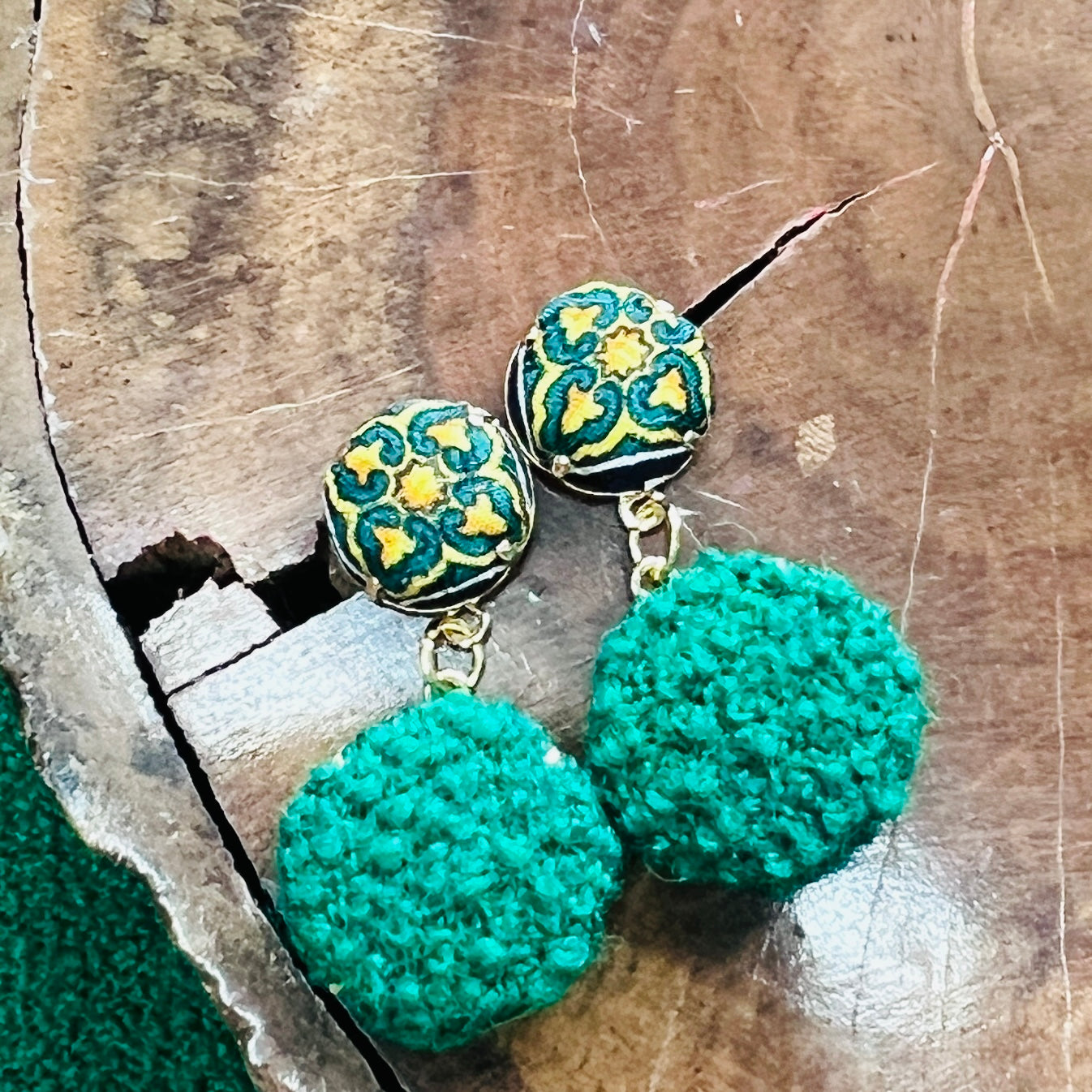 D-d014 Dior earring- forest Green