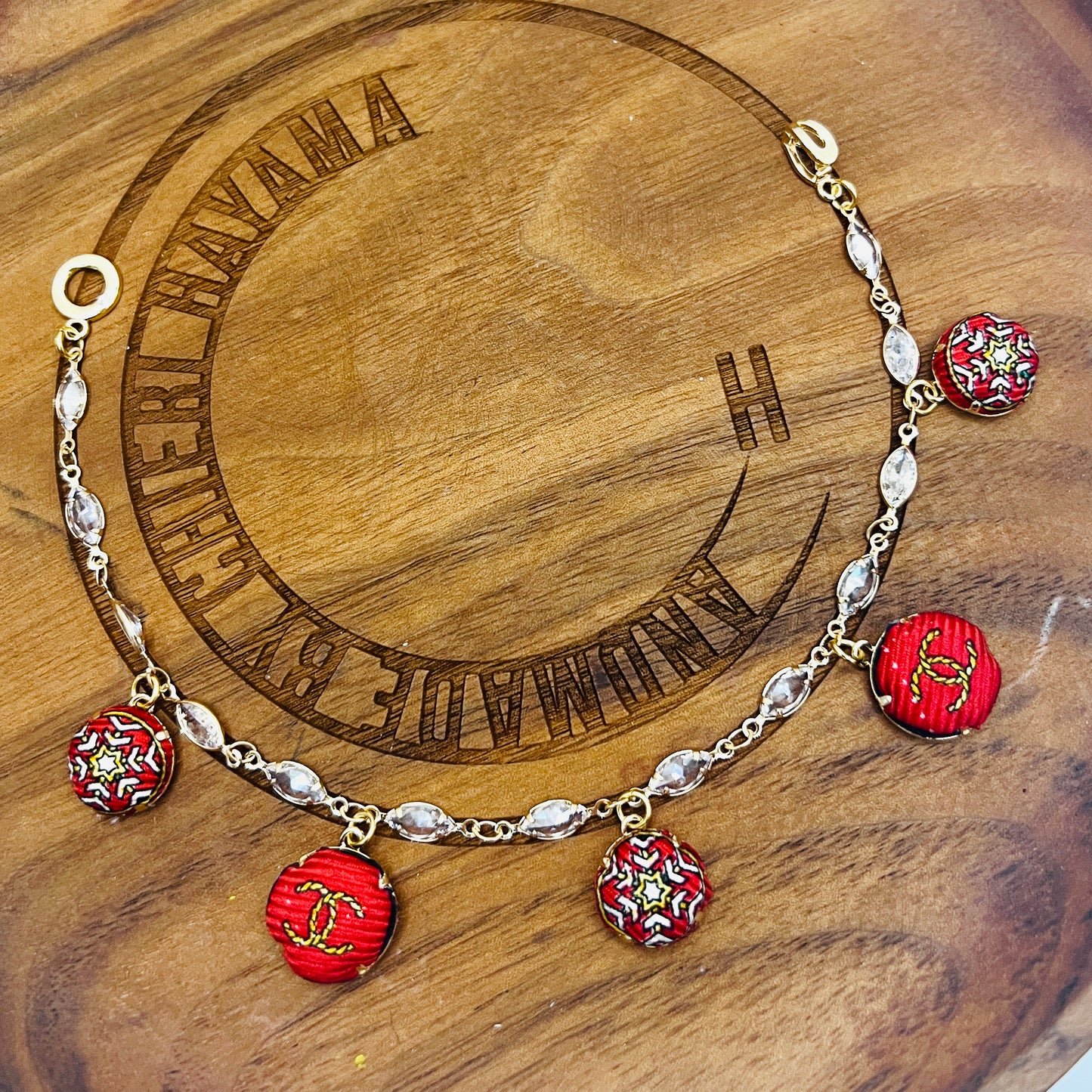 CC- christmas red & snowflake - CC logo CC083- bracelet