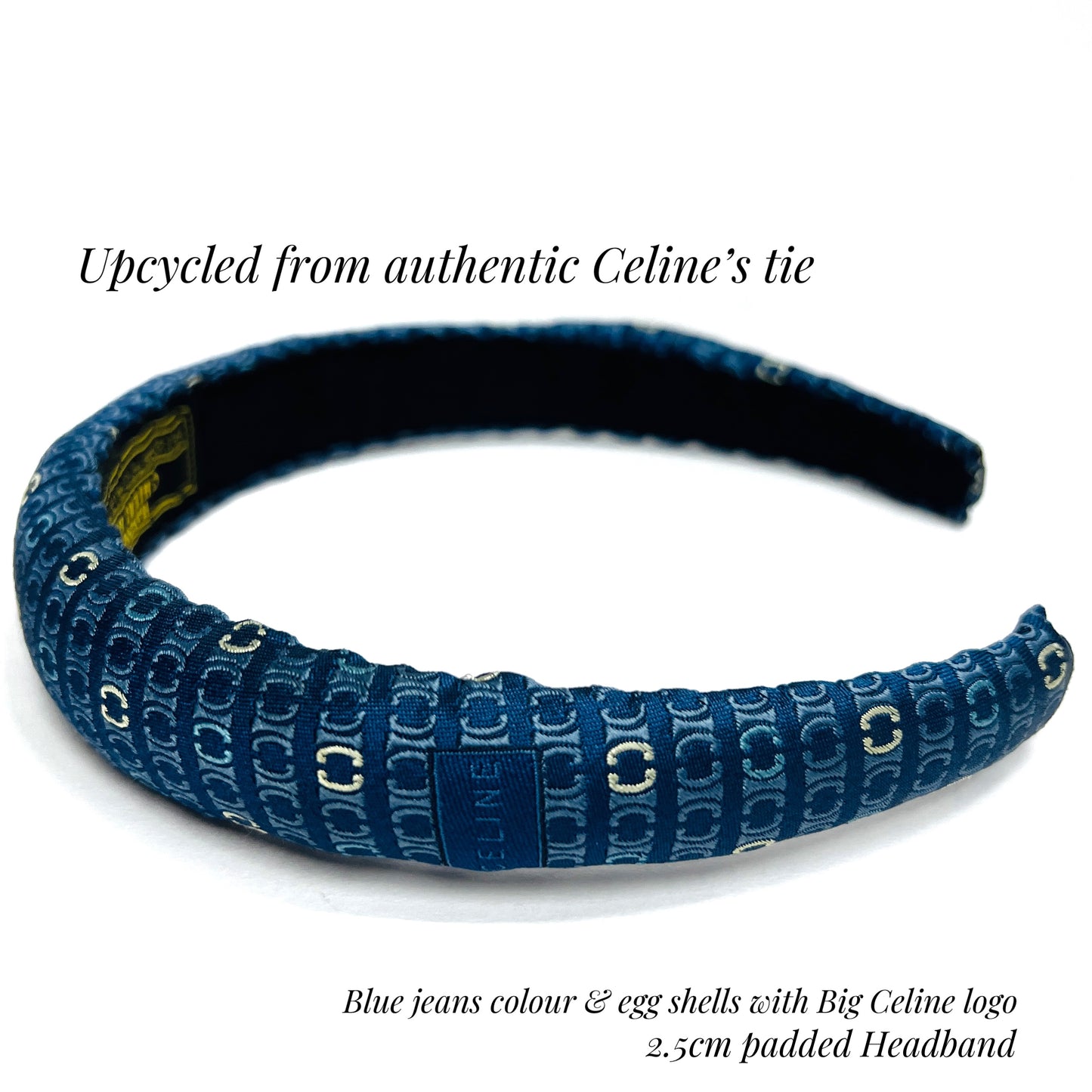 C-C -blue jeans & egg shells classic monogram headband (Copy)