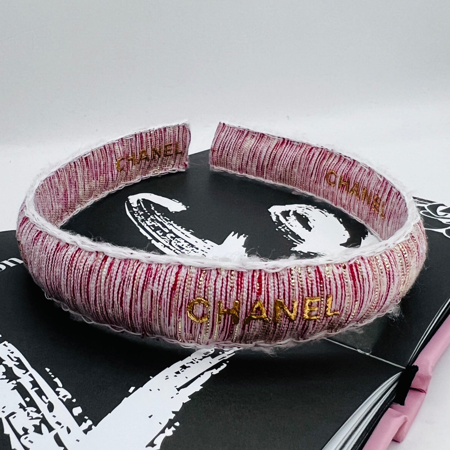 CC-ribbon black & gold headband