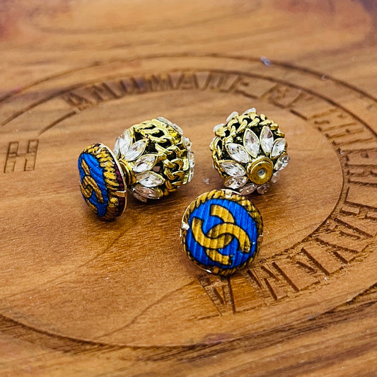 CC- blue & gold with CC logo- CC120 - earring