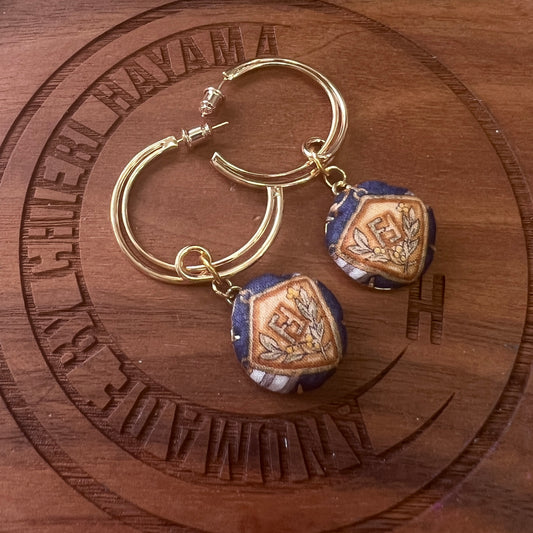 FF- navy & gold FF cotton scarf- earring