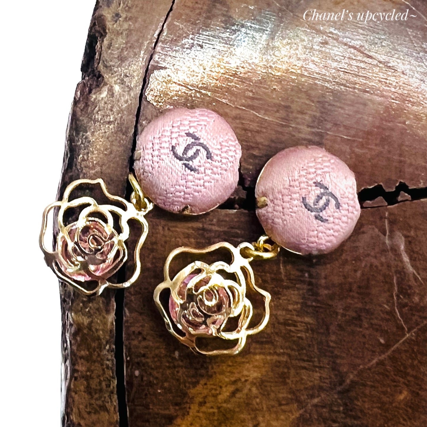 CC- Pink & grey CC logo- CC084-earrings