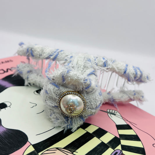 Authentic Chanel charm + Linton tweeds big grab clip