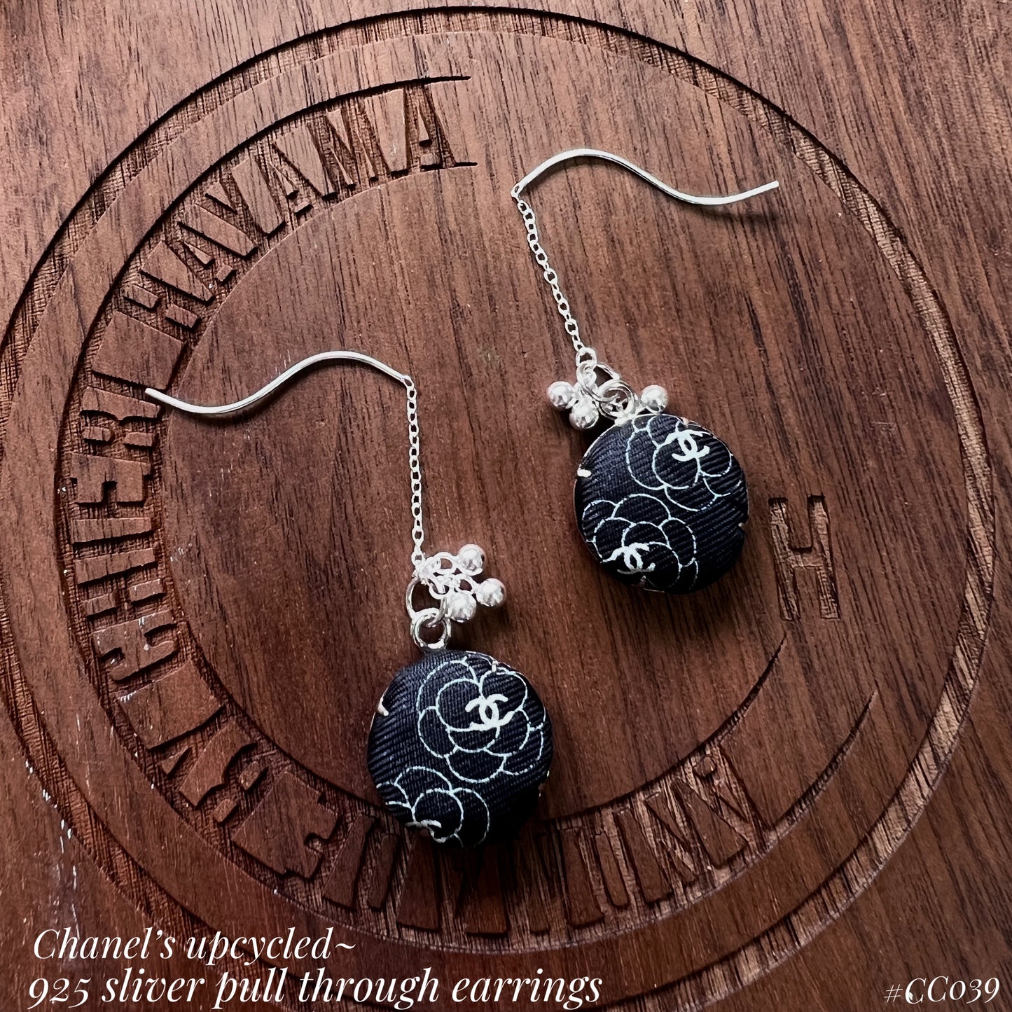 CC- black & white camellias- CC039- earrings