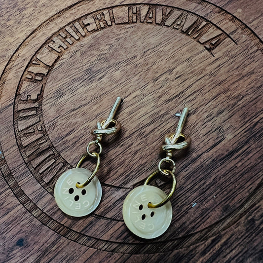 Celine button upcycled earrings