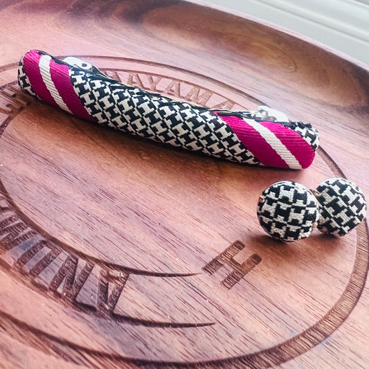 H- black & white H with Red strip