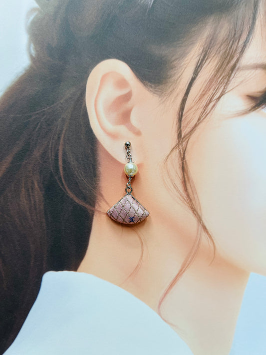 CC- Pink & lavender with CC logo- CC075- earring