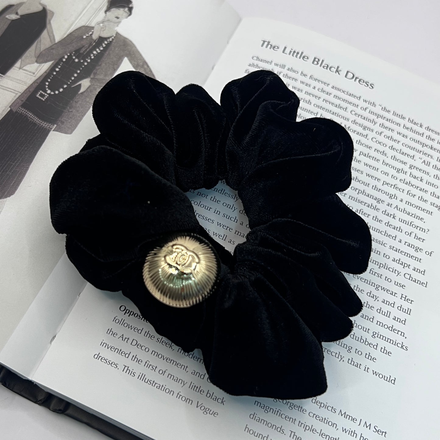 Black & Gold Chanel’s charm Scrunchie