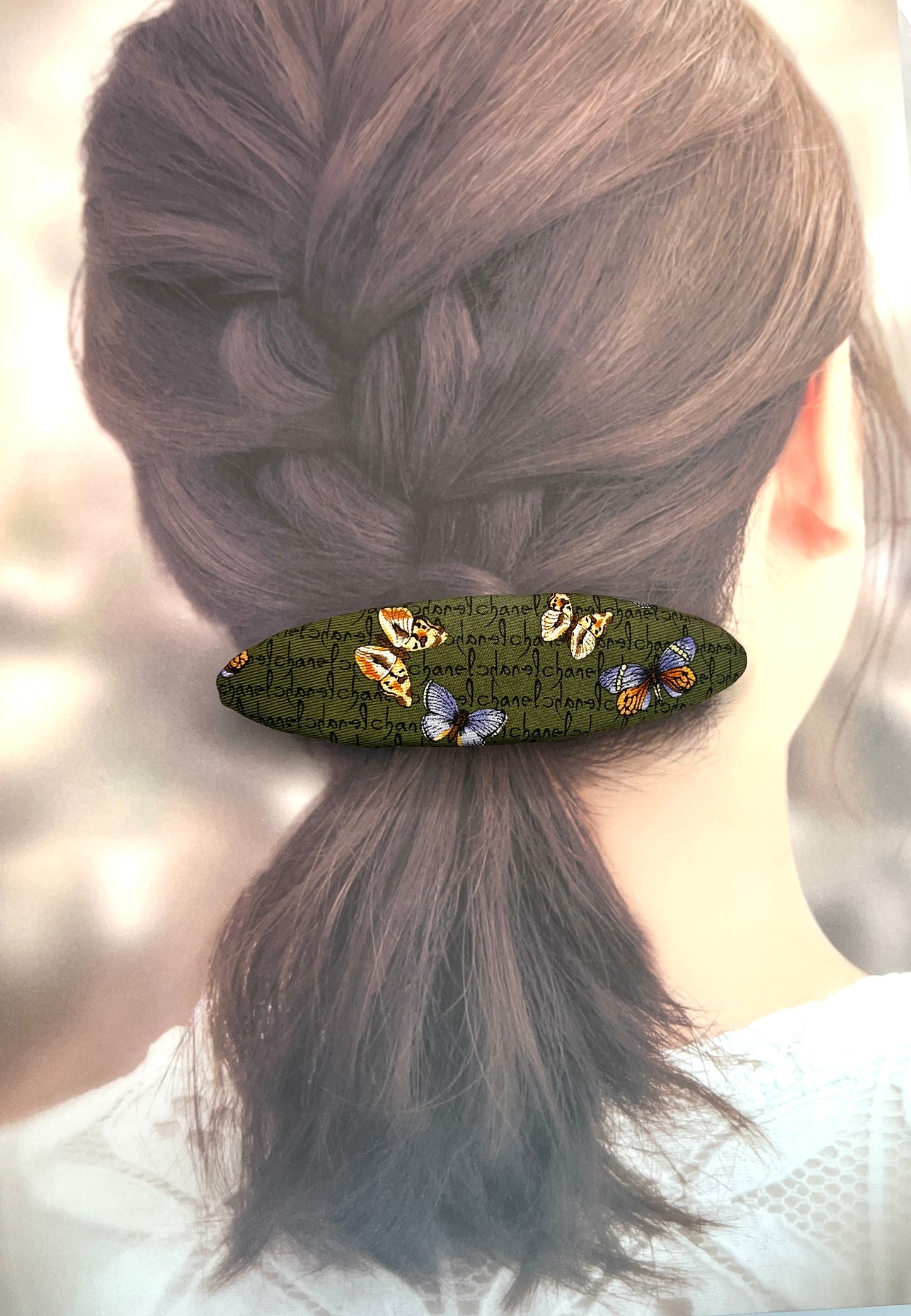 CC- Forest Green & Butterfly- CC009- hairclip