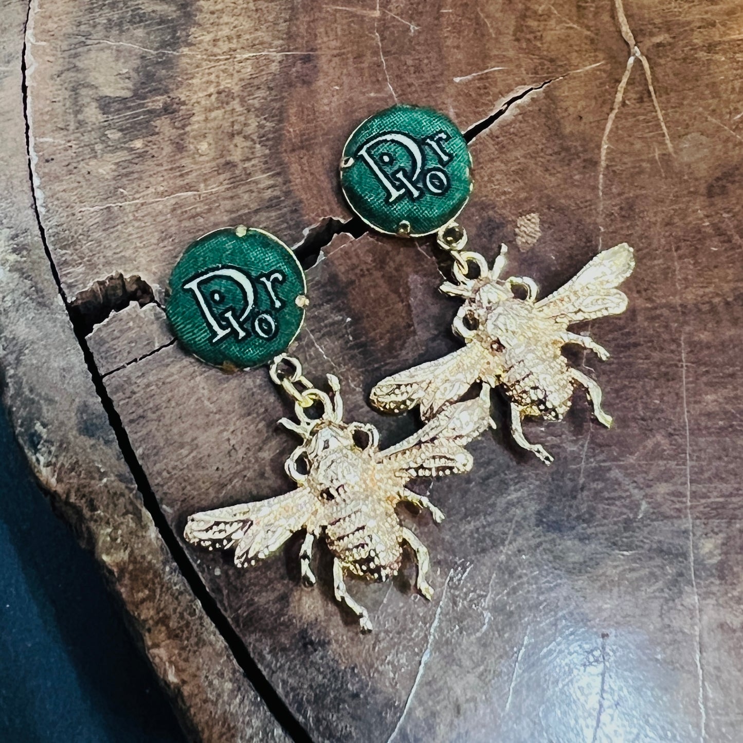 D-Drop earring- forest Green