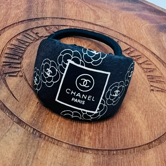 CC- Black & White Camellias with CC logo CC039-arch shape Hairband