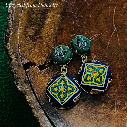 D-d014 Dior earring- forest Green