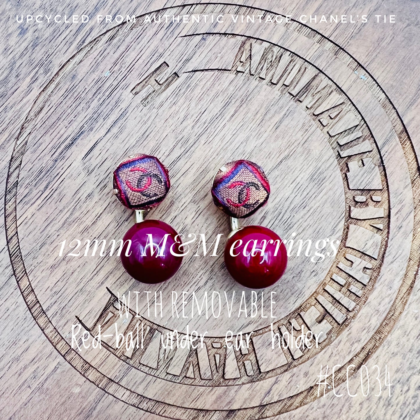 BURGUNDY M&M STUDS earrings — VINTAGE CHANEL, REIMAGINED