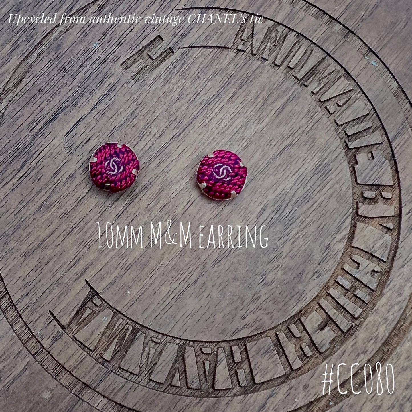 BURGUNDY M&M STUDS earrings — VINTAGE CHANEL, REIMAGINED