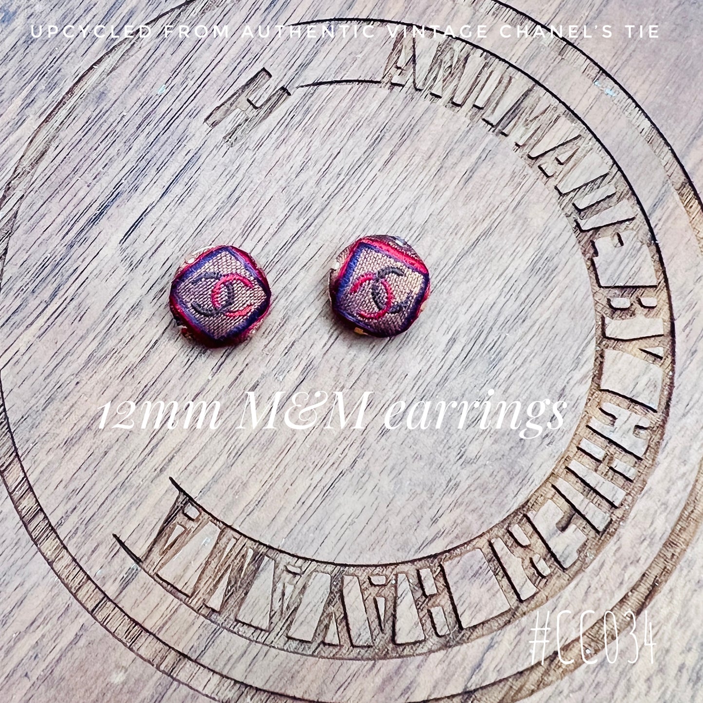 BURGUNDY M&M STUDS earrings — VINTAGE CHANEL, REIMAGINED