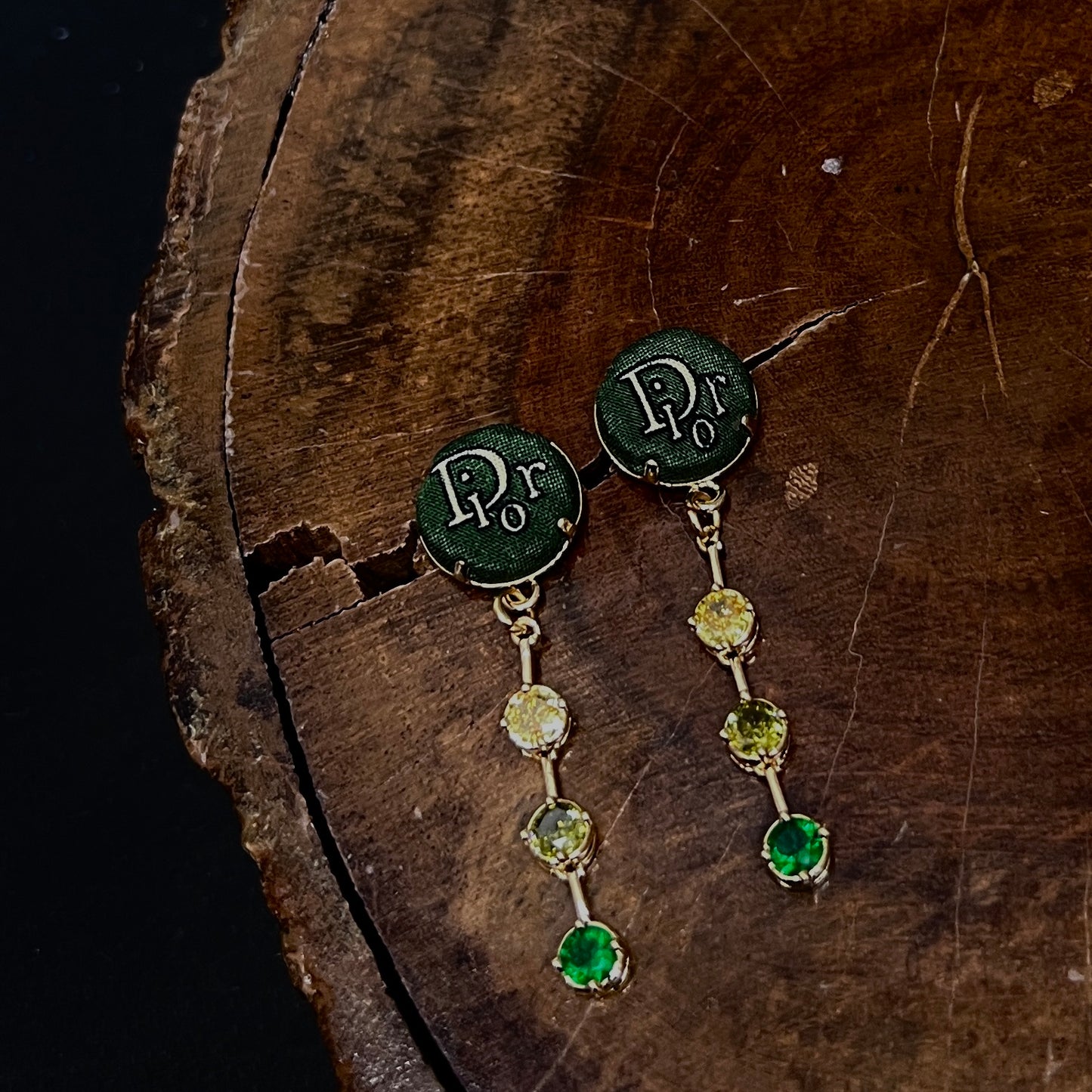 D-Drop earring- forest Green