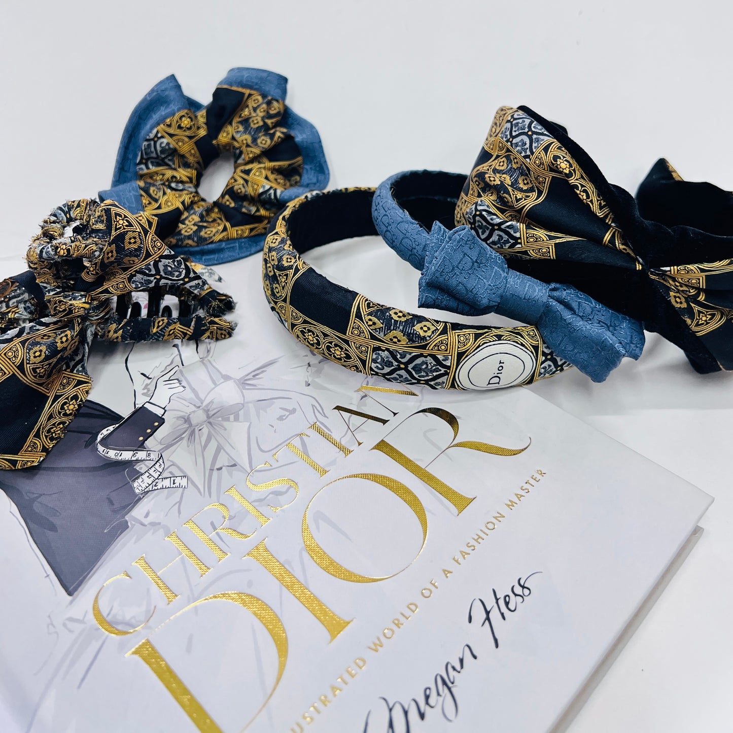 D-D dior classic  - headband, grab clip & scrunchie