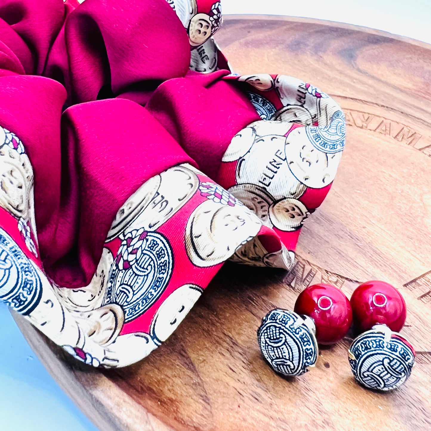 C-C Celine upcycled - scrunchie & earring set