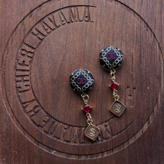 CC- - CC091 - upcycled orginal chanel’s charm earring