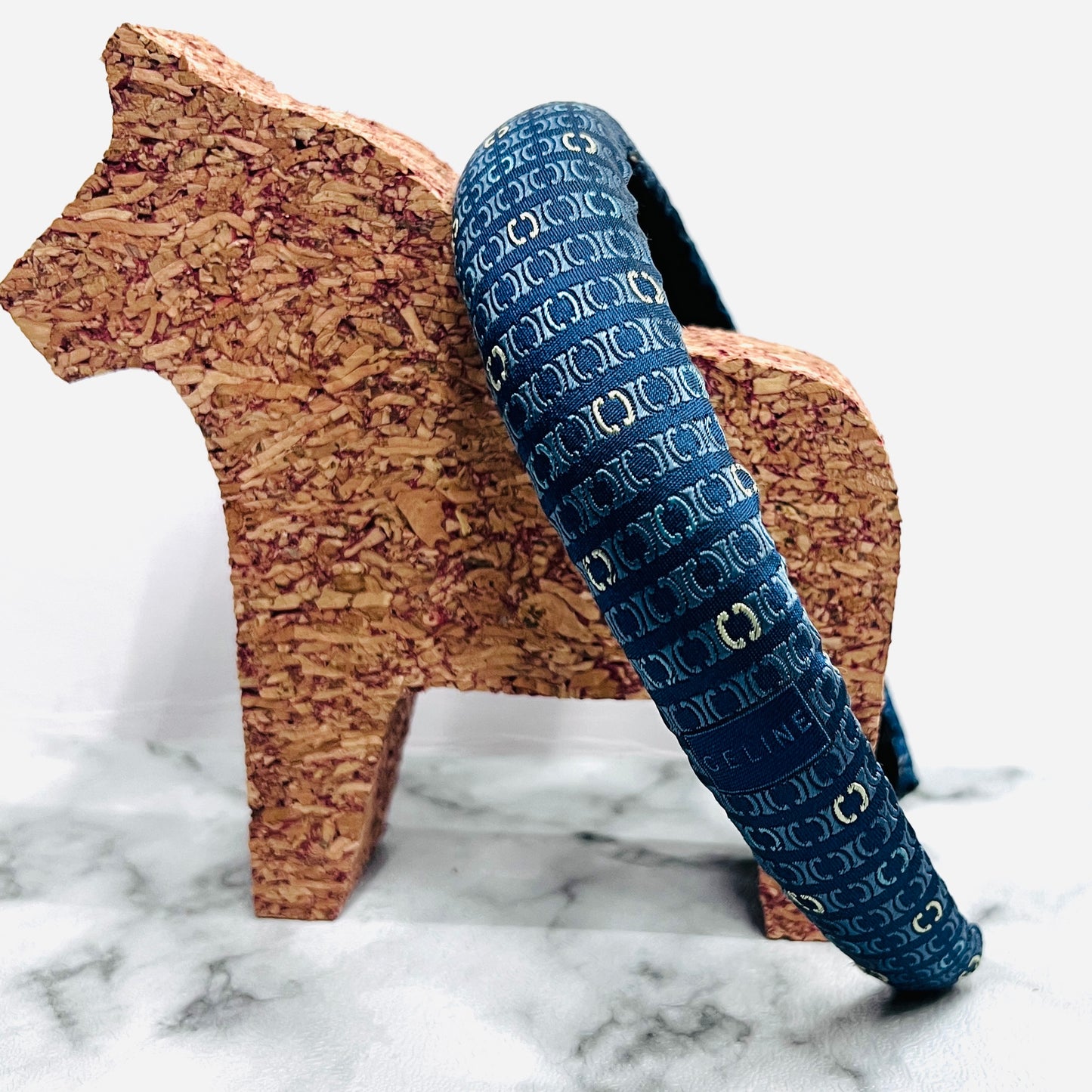 C-C -blue jeans & egg shells classic monogram headband (Copy)